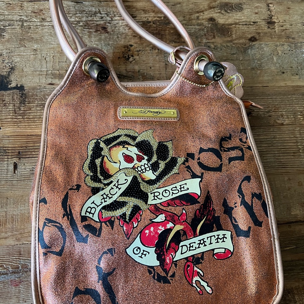 Ed Hardy Copper and Black Skull Bag